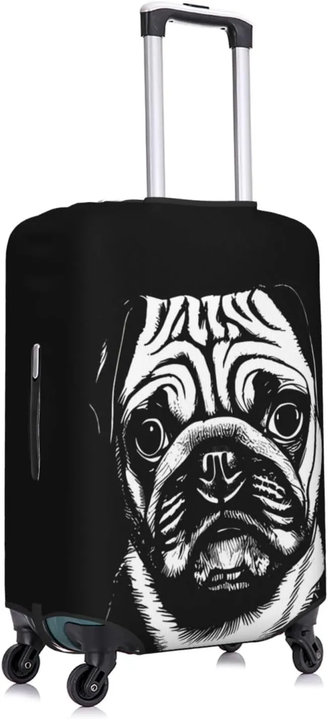 Travel Luggage Cover Suitcase Elastic Washable Stretch Pug Dog Suitcase Protector Bag,Anti-Scratch Spandex Double-Sided Baggage Covers For Wheeled Suitcase Kid Adult