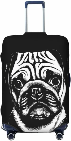 Travel Luggage Cover Suitcase Elastic Washable Stretch Pug Dog Suitcase Protector Bag,Anti-Scratch Spandex Double-Sided Baggage Covers For Wheeled Suitcase Kid Adult