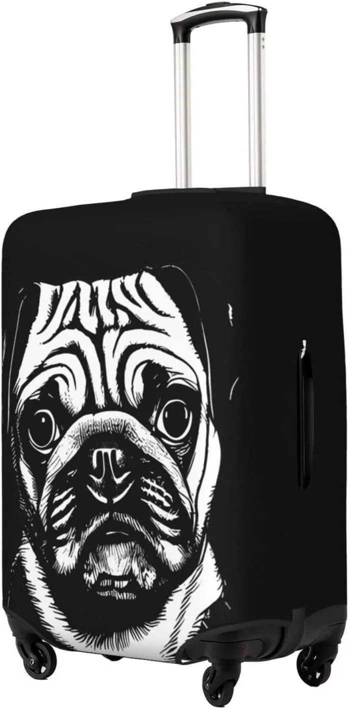 Travel Luggage Cover Suitcase Elastic Washable Stretch Pug Dog Suitcase Protector Bag,Anti-Scratch Spandex Double-Sided Baggage Covers For Wheeled Suitcase Kid Adult