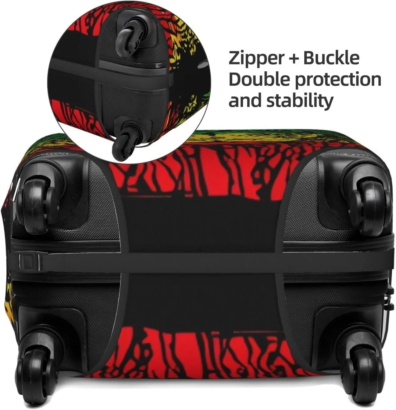 Travel Luggage Cover Suitcase Elastic Washable Stretch Rasta Lion Head 2 Suitcase Protector Bag,Anti-Scratch Spandex Double-Sided Baggage Covers For Wheeled Suitcase Kid Adult