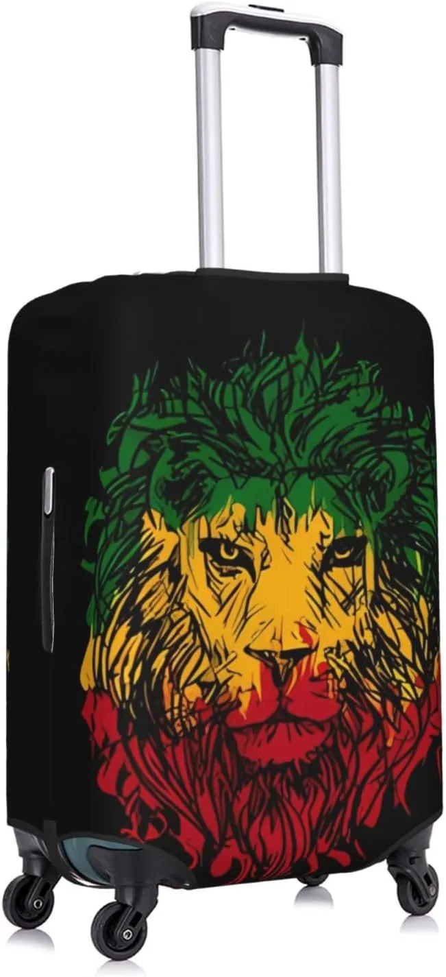 Travel Luggage Cover Suitcase Elastic Washable Stretch Rasta Lion Head Suitcase Protector Bag,Anti-Scratch Dust-Proof Double-Sided Baggage Covers For Wheeled Suitcase Kid Adult