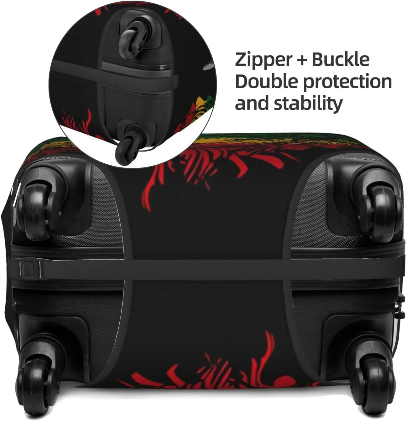 Travel Luggage Cover Suitcase Elastic Washable Stretch Rasta Lion Head Suitcase Protector Bag,Anti-Scratch Dust-Proof Double-Sided Baggage Covers For Wheeled Suitcase Kid Adult