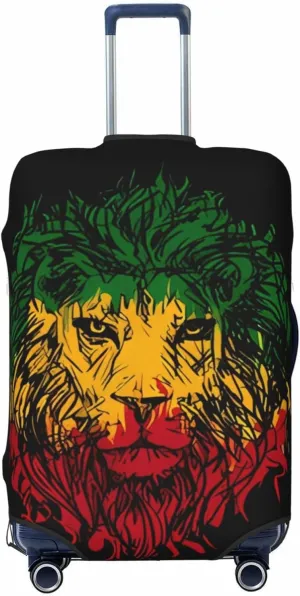 Travel Luggage Cover Suitcase Elastic Washable Stretch Rasta Lion Head Suitcase Protector Bag,Anti-Scratch Dust-Proof Double-Sided Baggage Covers For Wheeled Suitcase Kid Adult