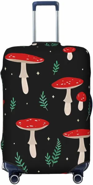 Travel Luggage Cover Suitcase Elastic Washable Stretch Red Mushrooms Leaves Suitcase Protector Bag,Anti-Scratch Dust-Proof Double-Sided Baggage Covers For Wheeled Suitcase Kid Adult
