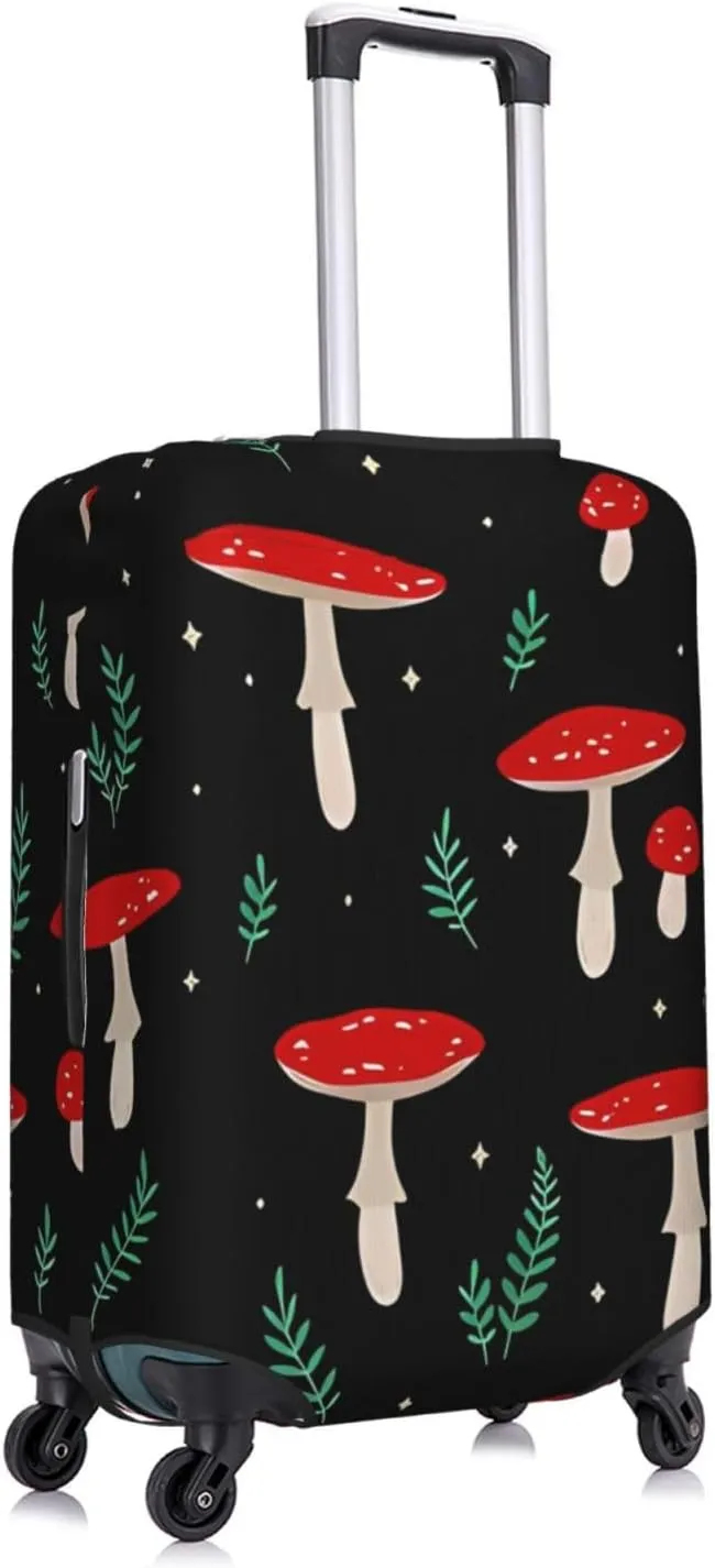 Travel Luggage Cover Suitcase Elastic Washable Stretch Red Mushrooms Leaves Suitcase Protector Bag,Anti-Scratch Dust-Proof Double-Sided Baggage Covers For Wheeled Suitcase Kid Adult