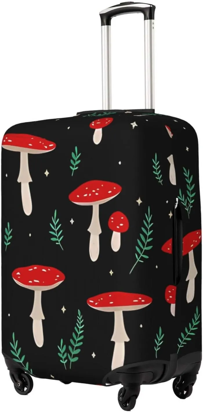 Travel Luggage Cover Suitcase Elastic Washable Stretch Red Mushrooms Leaves Suitcase Protector Bag,Anti-Scratch Dust-Proof Double-Sided Baggage Covers For Wheeled Suitcase Kid Adult