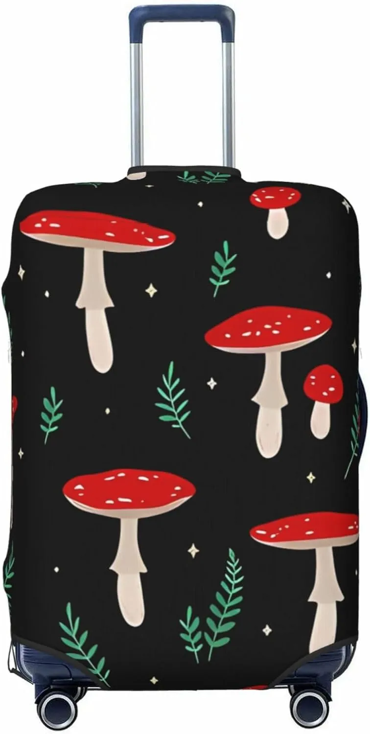 Travel Luggage Cover Suitcase Elastic Washable Stretch Red Mushrooms Leaves Suitcase Protector Bag,Anti-Scratch Dust-Proof Double-Sided Baggage Covers For Wheeled Suitcase Kid Adult