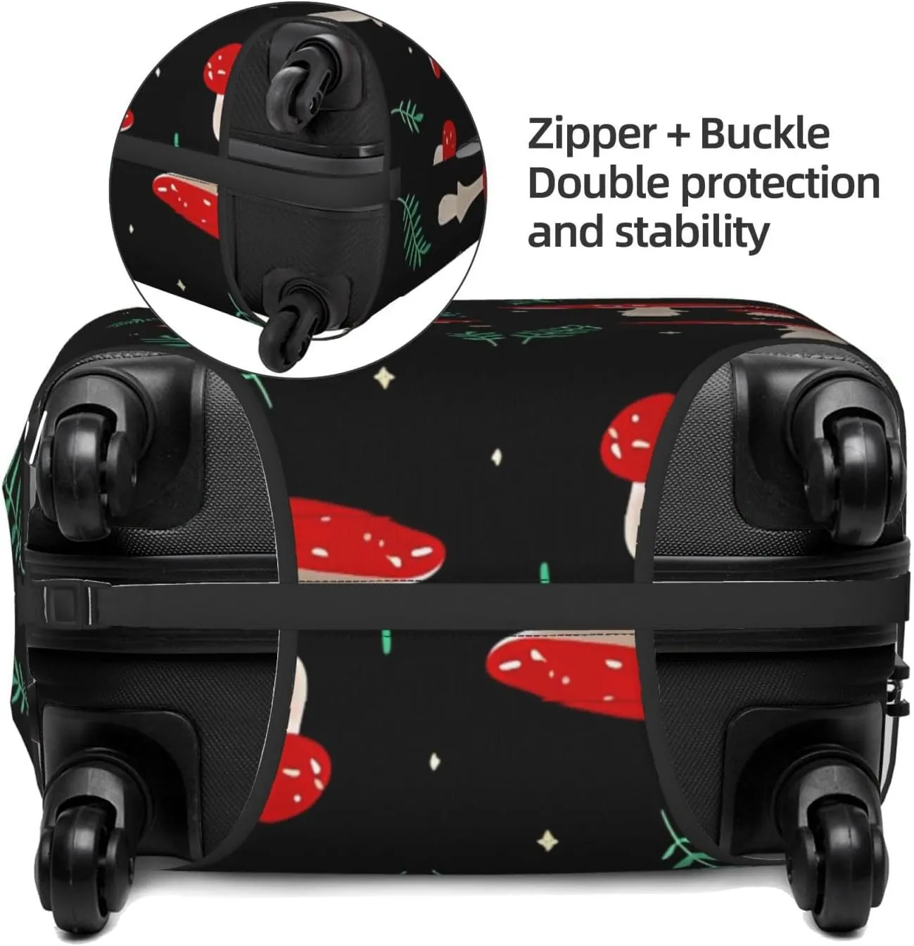 Travel Luggage Cover Suitcase Elastic Washable Stretch Red Mushrooms Leaves Suitcase Protector Bag,Anti-Scratch Dust-Proof Double-Sided Baggage Covers For Wheeled Suitcase Kid Adult