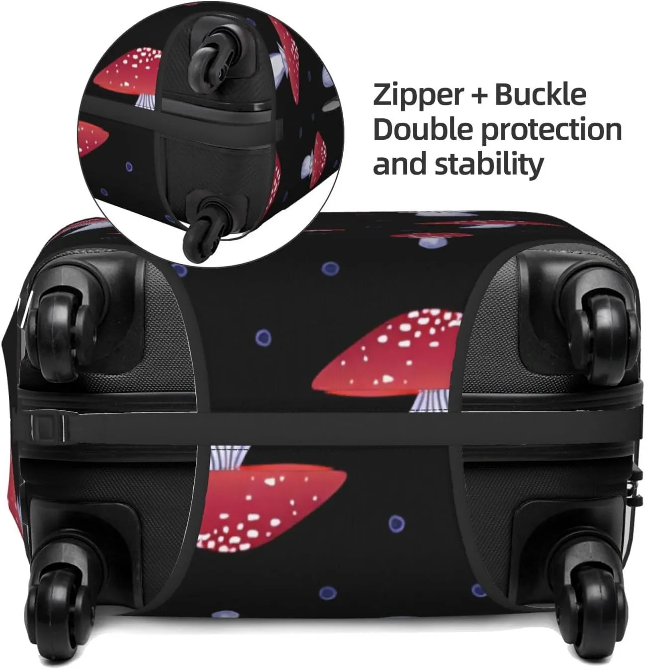 Travel Luggage Cover Suitcase Elastic Washable Stretch Red Mushrooms Spotted Suitcase Protector Bag,Anti-Scratch Dust-Proof Double-Sided Baggage Covers For Wheeled Suitcase Kid Adult