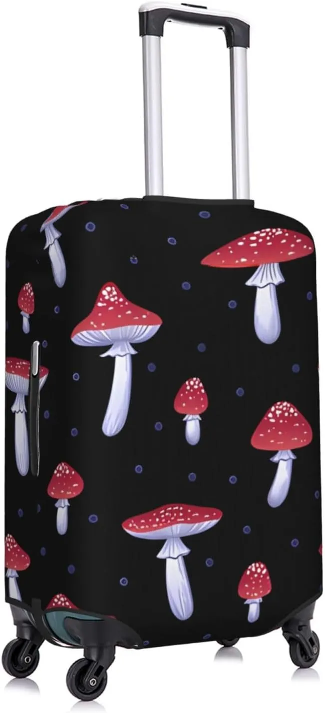 Travel Luggage Cover Suitcase Elastic Washable Stretch Red Mushrooms Spotted Suitcase Protector Bag,Anti-Scratch Dust-Proof Double-Sided Baggage Covers For Wheeled Suitcase Kid Adult