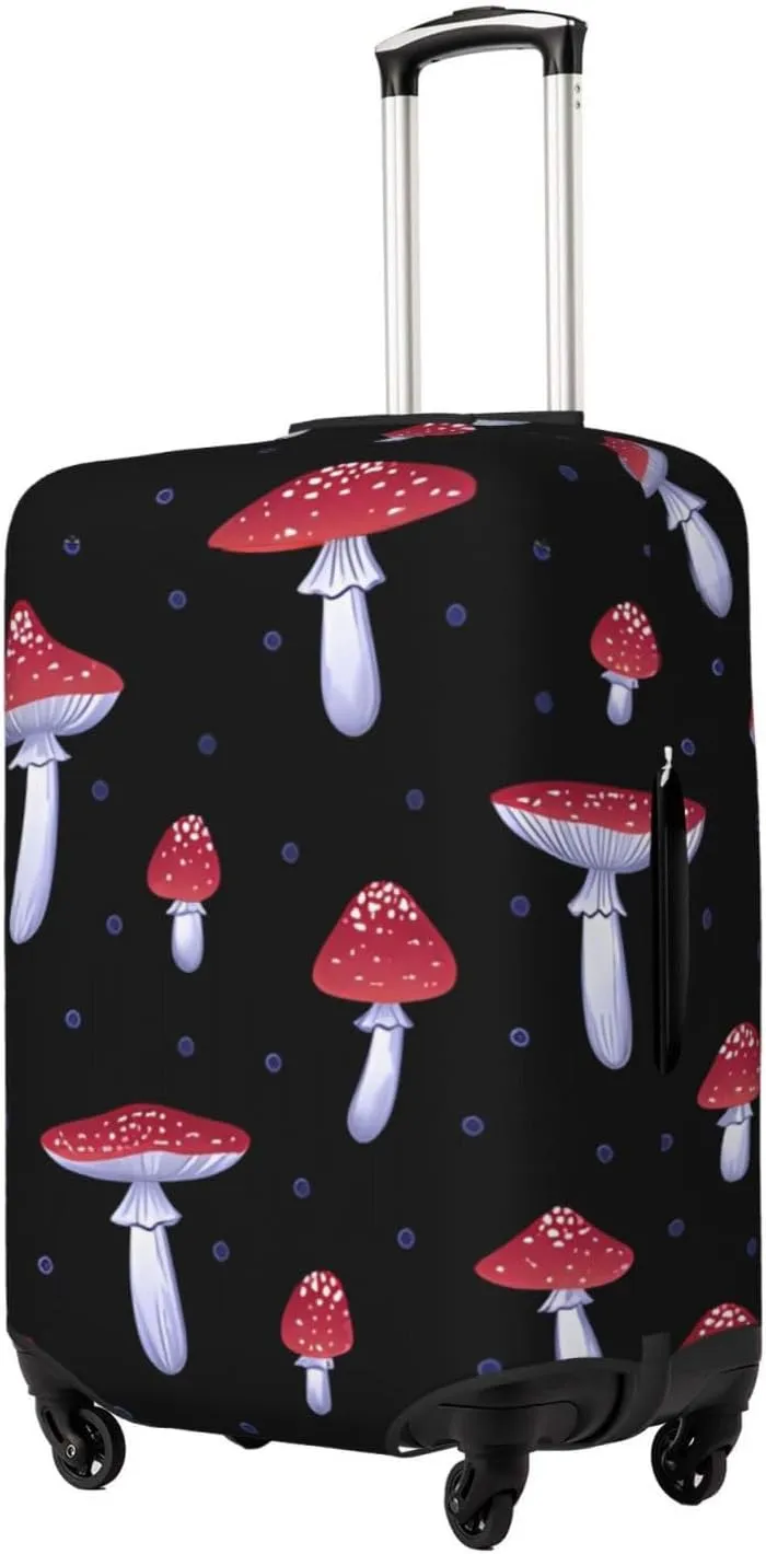 Travel Luggage Cover Suitcase Elastic Washable Stretch Red Mushrooms Spotted Suitcase Protector Bag,Anti-Scratch Dust-Proof Double-Sided Baggage Covers For Wheeled Suitcase Kid Adult