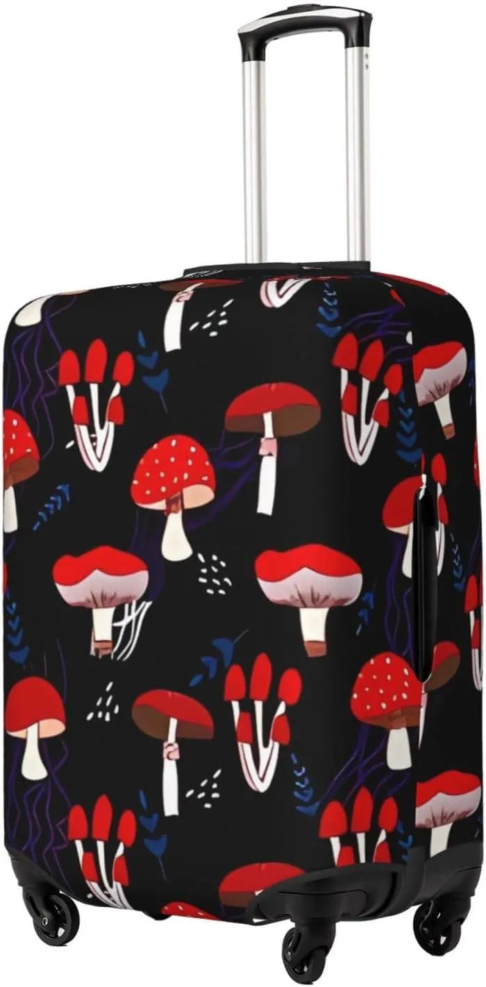 Travel Luggage Cover Suitcase Elastic Washable Stretch Red Mushrooms Suitcase Protector Bag,Anti-Scratch Spandex With Zipper Closure Baggage Covers For Wheeled Suitcase Kid Adult