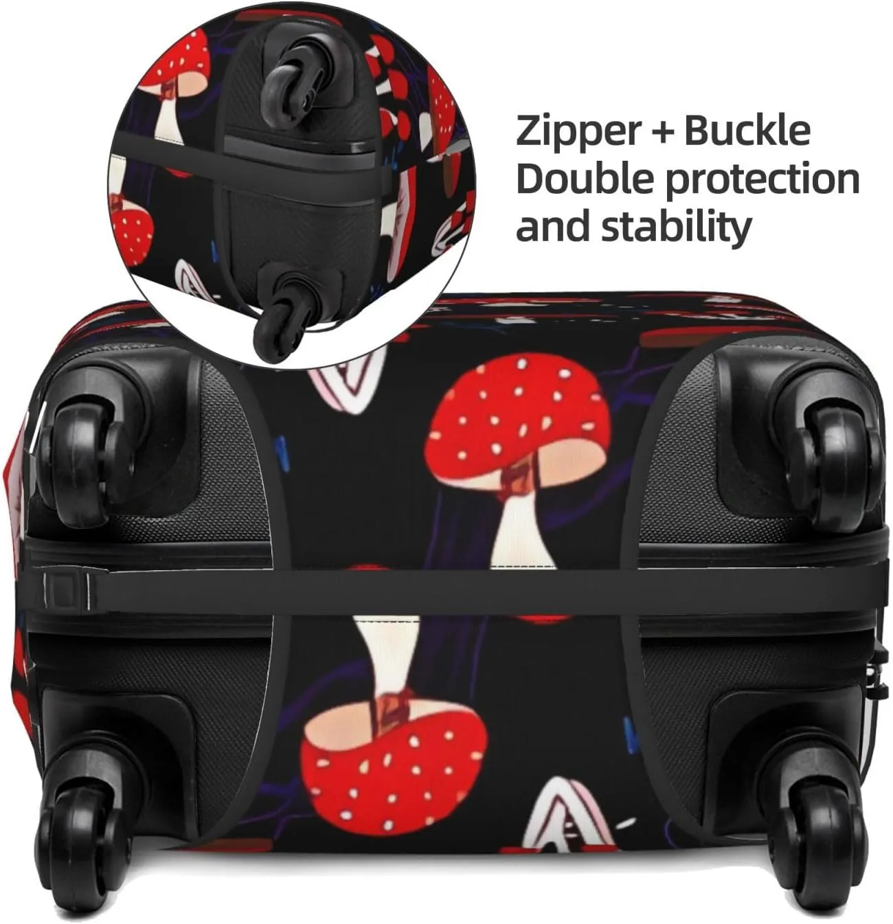 Travel Luggage Cover Suitcase Elastic Washable Stretch Red Mushrooms Suitcase Protector Bag,Anti-Scratch Spandex With Zipper Closure Baggage Covers For Wheeled Suitcase Kid Adult