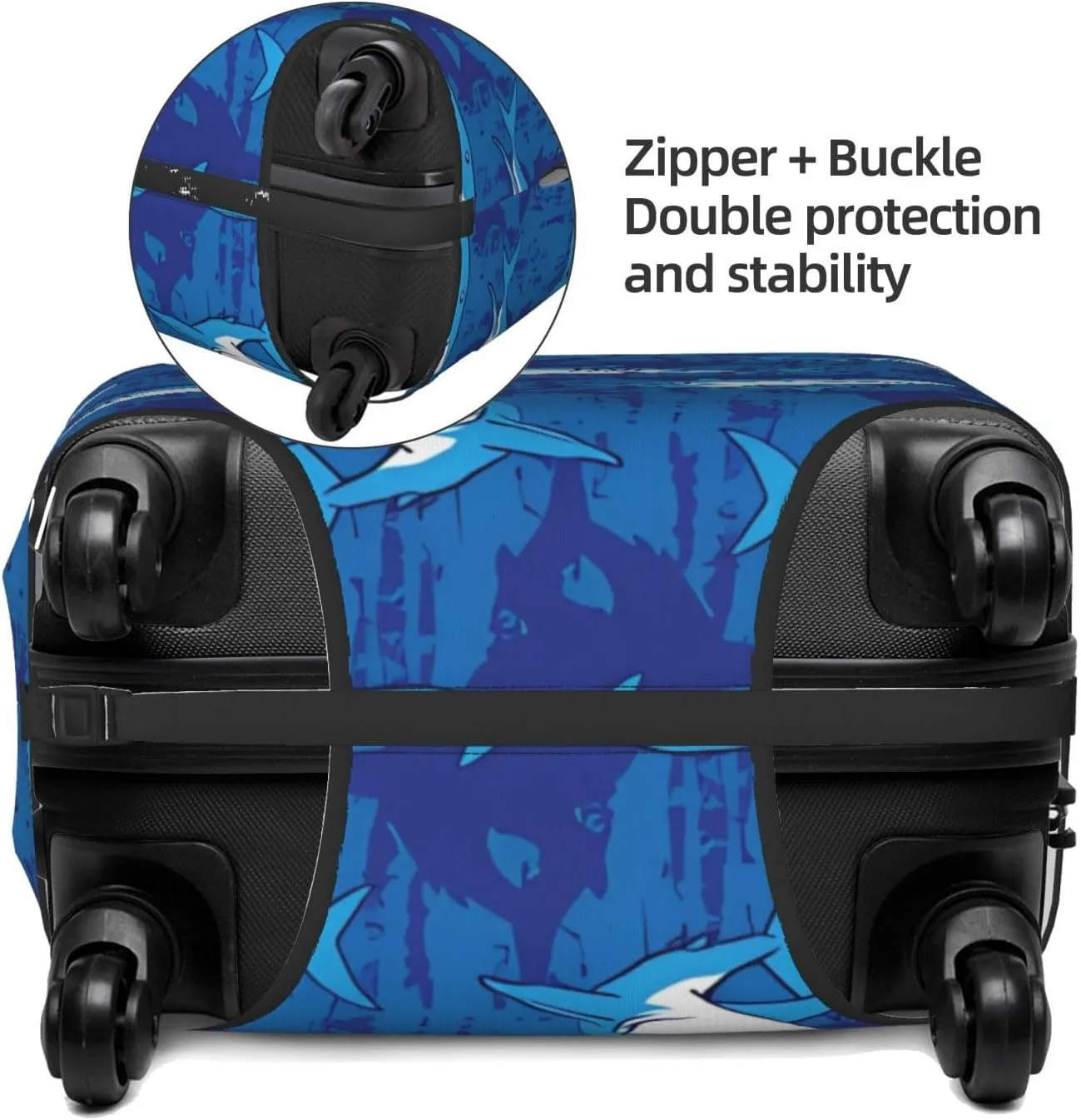 Travel Luggage Cover Suitcase Elastic Washable Stretch Sharks Blue Suitcase Protector Bag,Anti-Scratch Spandex With Zipper Closure Baggage Covers For Wheeled Suitcase Kid Adult