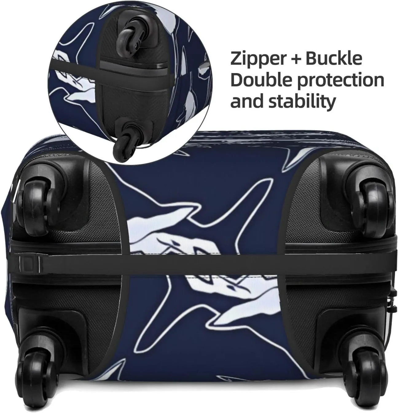 Travel Luggage Cover Suitcase Elastic Washable Stretch Sharks Navy Suitcase Protector Bag,Anti-Scratch Dust-Proof With Zipper Closure Baggage Covers For Wheeled Suitcase Kid Adult