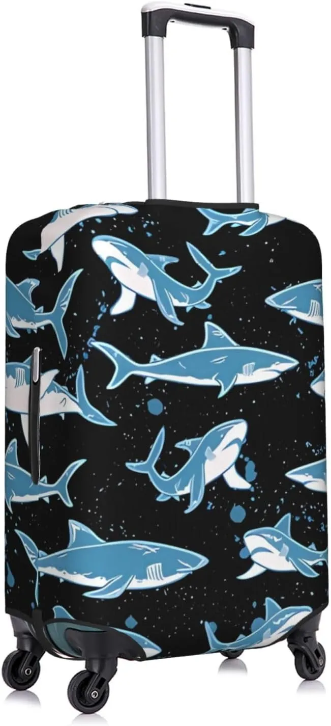 Travel Luggage Cover Suitcase Elastic Washable Stretch Sharks Suitcase Protector Bag,Anti-Scratch Spandex With Zipper Closure Baggage Covers For Wheeled Suitcase Kid Adult