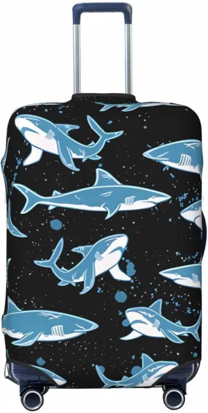 Travel Luggage Cover Suitcase Elastic Washable Stretch Sharks Suitcase Protector Bag,Anti-Scratch Spandex With Zipper Closure Baggage Covers For Wheeled Suitcase Kid Adult