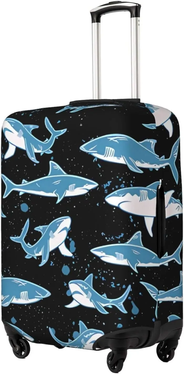 Travel Luggage Cover Suitcase Elastic Washable Stretch Sharks Suitcase Protector Bag,Anti-Scratch Spandex With Zipper Closure Baggage Covers For Wheeled Suitcase Kid Adult