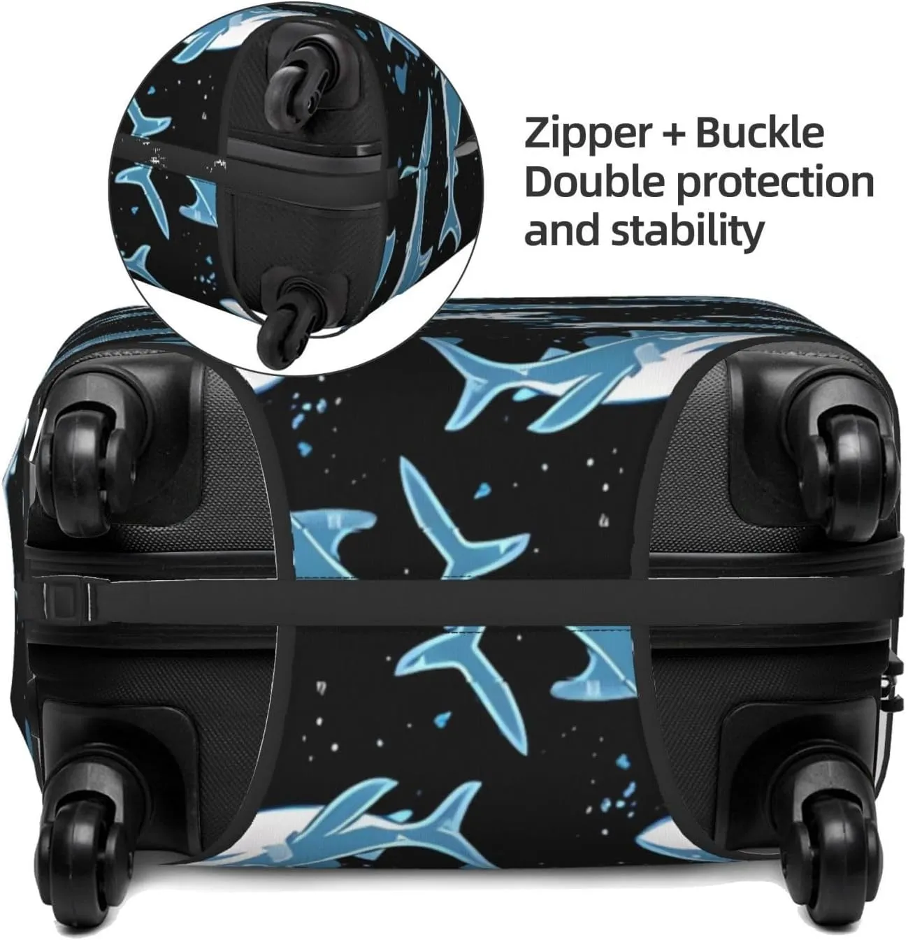 Travel Luggage Cover Suitcase Elastic Washable Stretch Sharks Suitcase Protector Bag,Anti-Scratch Spandex With Zipper Closure Baggage Covers For Wheeled Suitcase Kid Adult