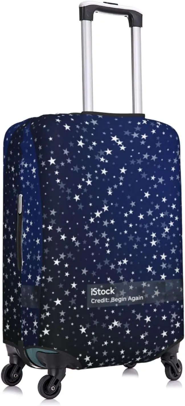 Travel Luggage Cover Suitcase Elastic Washable Stretch Silver Stars Suitcase Protector Bag,Anti-Scratch Spandex With Zipper Closure Baggage Covers,Medium