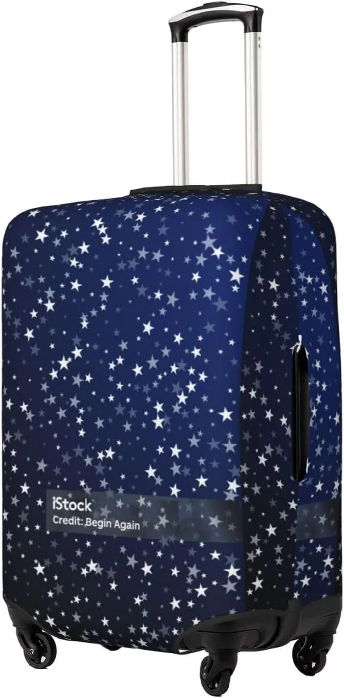Travel Luggage Cover Suitcase Elastic Washable Stretch Silver Stars Suitcase Protector Bag,Anti-Scratch Spandex With Zipper Closure Baggage Covers,Medium