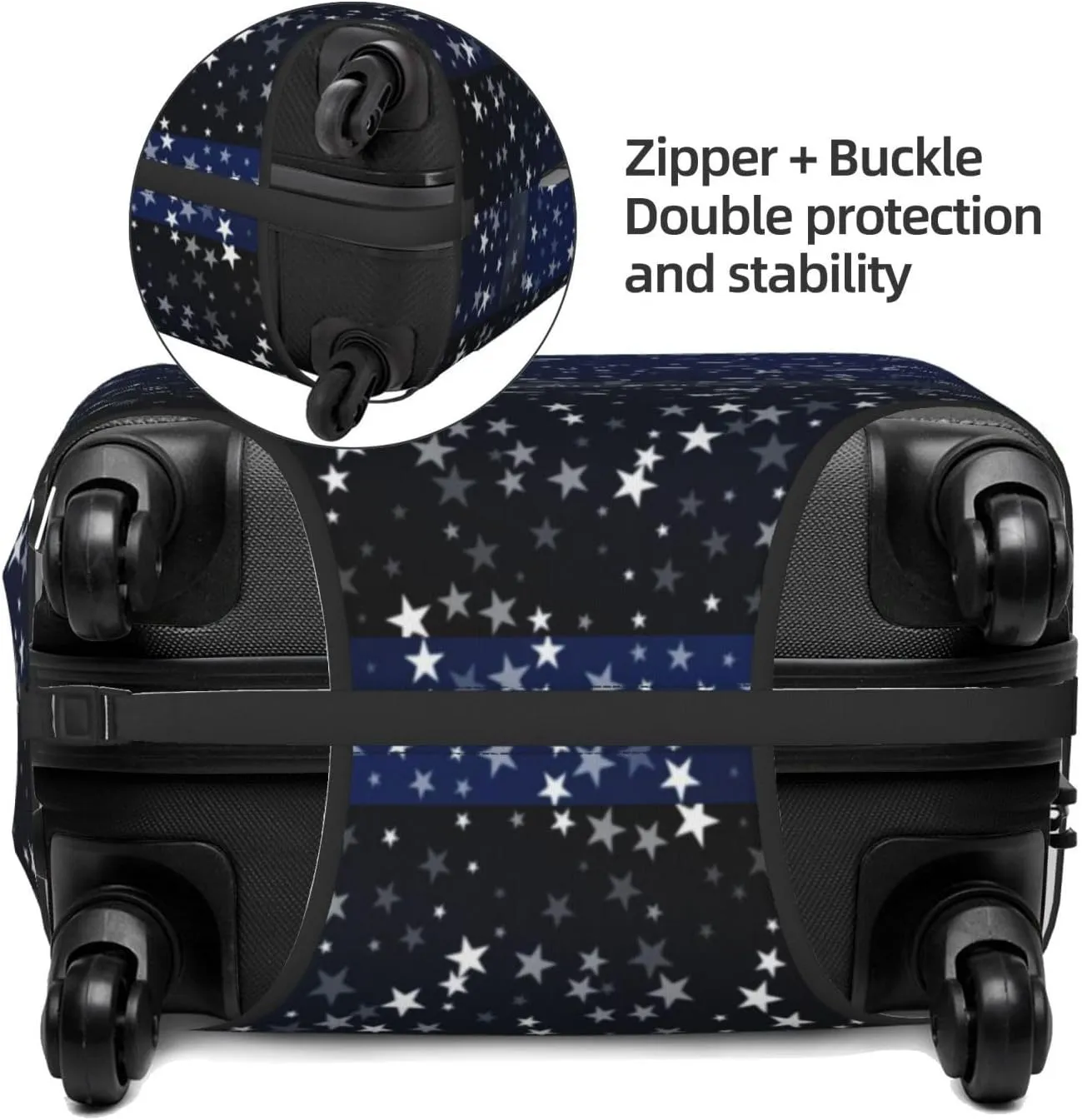 Travel Luggage Cover Suitcase Elastic Washable Stretch Silver Stars Suitcase Protector Bag,Anti-Scratch Spandex With Zipper Closure Baggage Covers,Medium