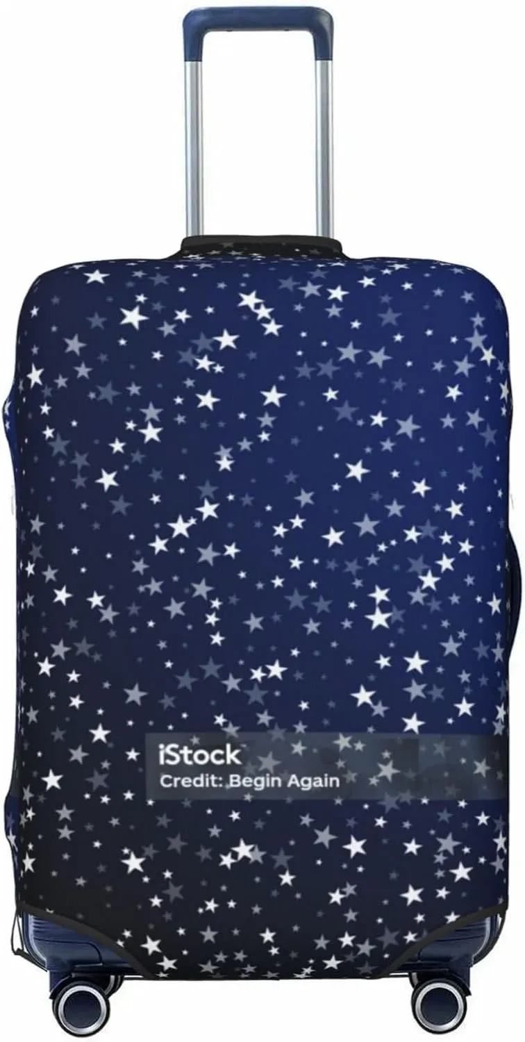 Travel Luggage Cover Suitcase Elastic Washable Stretch Silver Stars Suitcase Protector Bag,Anti-Scratch Spandex With Zipper Closure Baggage Covers,Medium