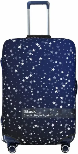Travel Luggage Cover Suitcase Elastic Washable Stretch Silver Stars Suitcase Protector Bag,Anti-Scratch Spandex With Zipper Closure Baggage Covers,Medium