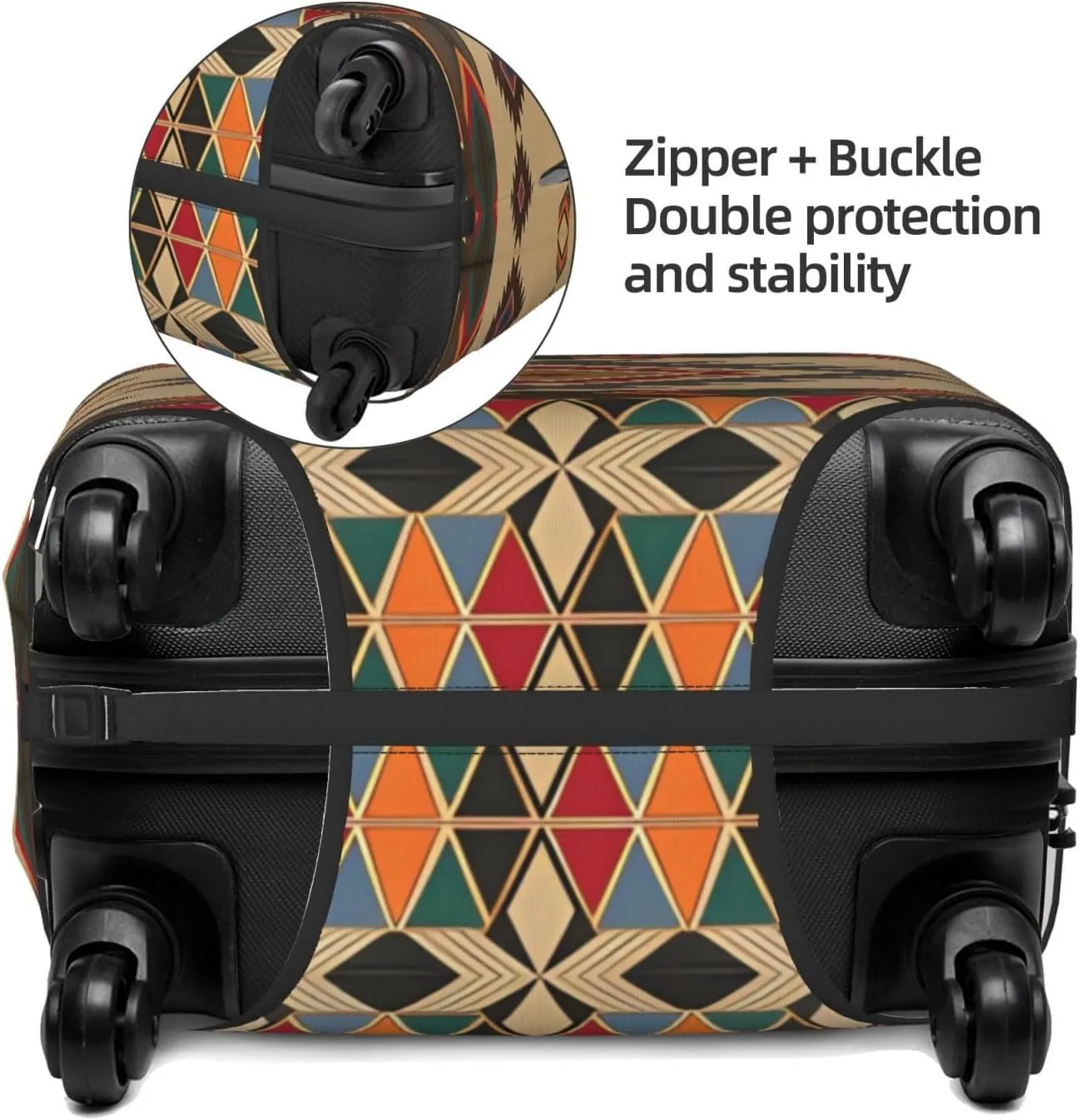 Travel Luggage Cover Suitcase Elastic Washable Stretch Southwest Ethnic Tribal Geometrci Suitcase Protector Bag,Anti-Scratch Dust-Proof Double-Sided Baggage Covers For Wheeled Suitcase Kid Adult