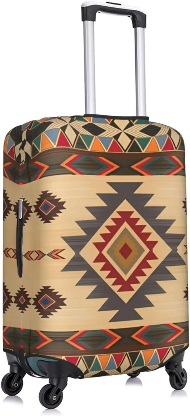 Travel Luggage Cover Suitcase Elastic Washable Stretch Southwest Ethnic Tribal Geometrci Suitcase Protector Bag,Anti-Scratch Dust-Proof Double-Sided Baggage Covers For Wheeled Suitcase Kid Adult