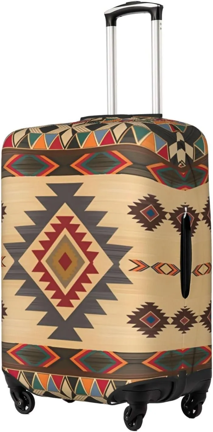 Travel Luggage Cover Suitcase Elastic Washable Stretch Southwest Ethnic Tribal Geometrci Suitcase Protector Bag,Anti-Scratch Dust-Proof Double-Sided Baggage Covers For Wheeled Suitcase Kid Adult
