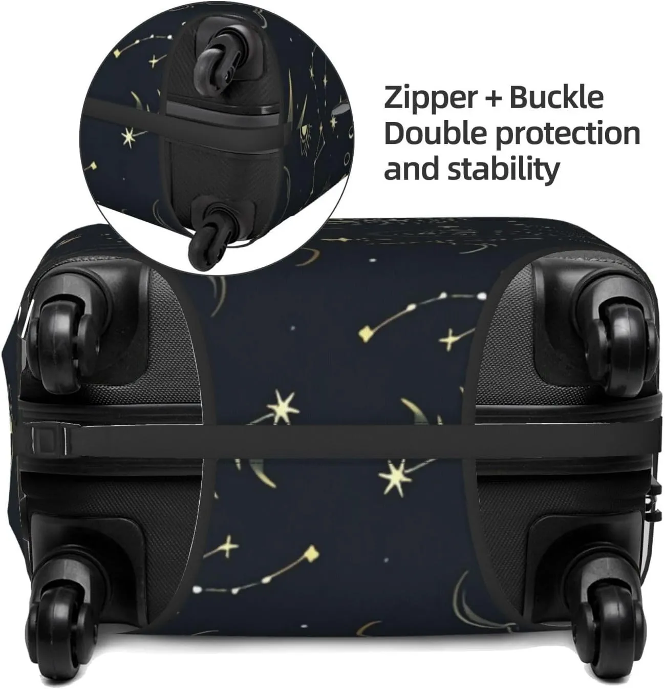 Travel Luggage Cover Suitcase Elastic Washable Stretch Sun Moon Constellations Boho Suitcase Protector Bag,Anti-Scratch Dust-Proof Double-Sided Baggage Covers For Wheeled Suitcase Kid Adult