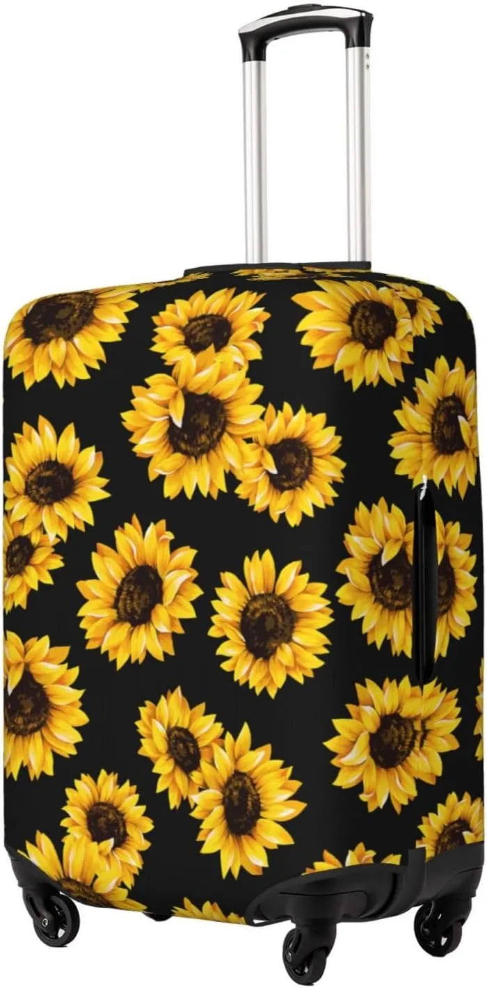 Travel Luggage Cover Suitcase Elastic Washable Stretch Sunflower Suitcase Protector Bag,Anti-Scratch Spandex Double-Sided Baggage Covers For Wheeled Suitcase Kid Adult