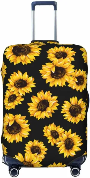 Travel Luggage Cover Suitcase Elastic Washable Stretch Sunflower Suitcase Protector Bag,Anti-Scratch Spandex Double-Sided Baggage Covers For Wheeled Suitcase Kid Adult