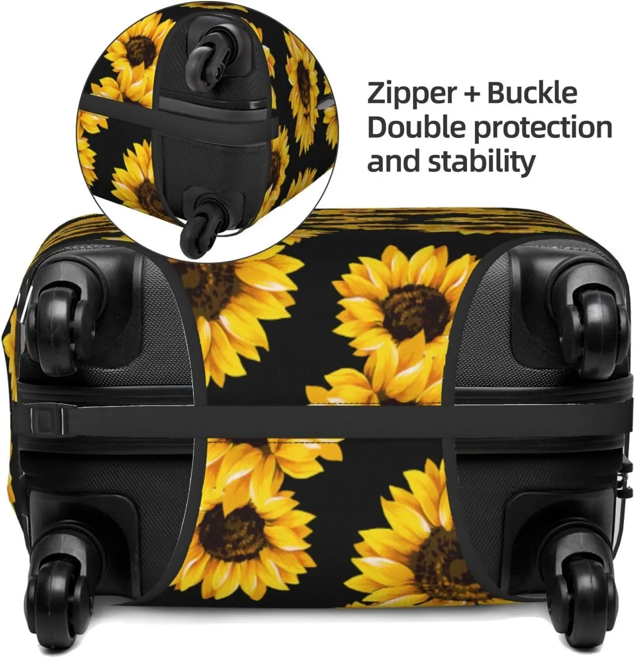 Travel Luggage Cover Suitcase Elastic Washable Stretch Sunflower Suitcase Protector Bag,Anti-Scratch Spandex Double-Sided Baggage Covers For Wheeled Suitcase Kid Adult
