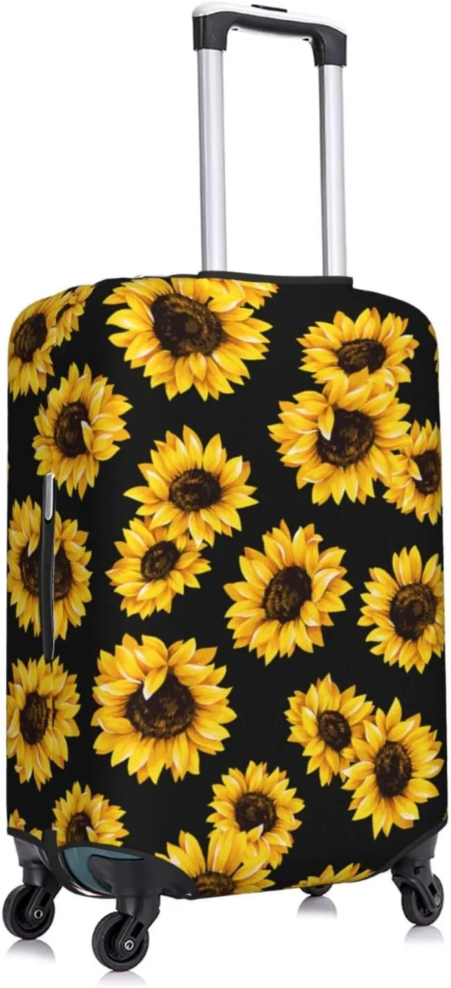 Travel Luggage Cover Suitcase Elastic Washable Stretch Sunflower Suitcase Protector Bag,Anti-Scratch Spandex Double-Sided Baggage Covers For Wheeled Suitcase Kid Adult