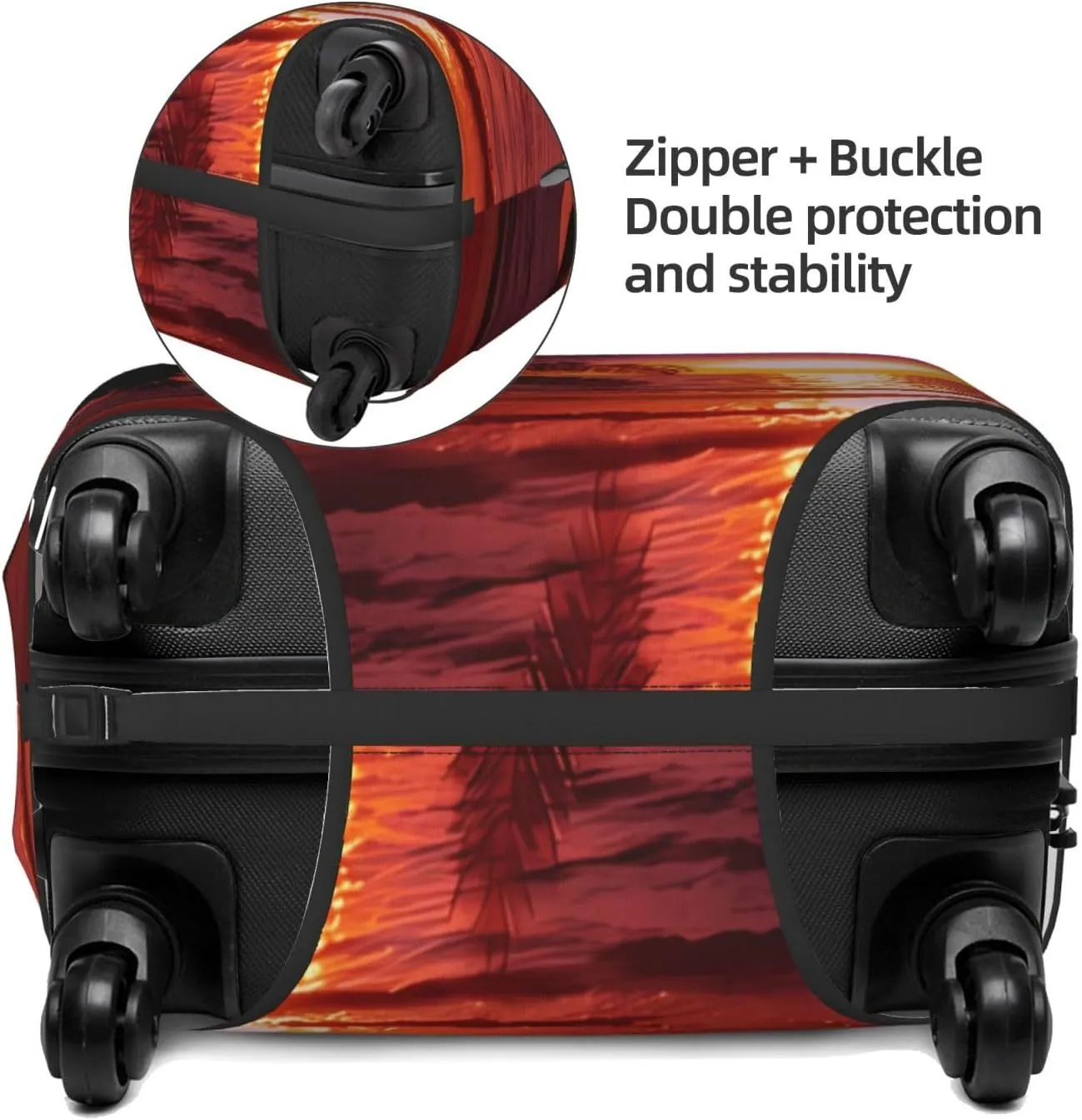 Travel Luggage Cover Suitcase Elastic Washable Stretch Sunset Tropical Beach Palm Tree Suitcase Protector Bag,Anti-Scratch Spandex Double-Sided Baggage Covers For Wheeled Suitcase Kid Adult
