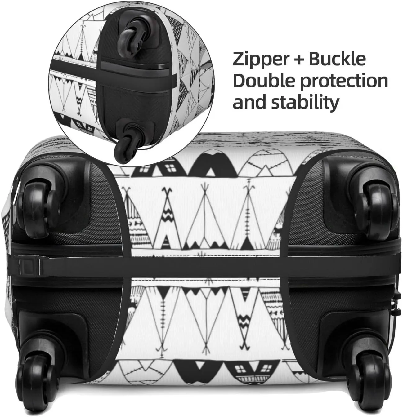 Travel Luggage Cover Suitcase Elastic Washable Stretch Teepee Native American Ethnic Tent 3 Suitcase Protector Bag,Anti-Scratch Dust-Proof With Zipper Closure Baggage Covers,Large