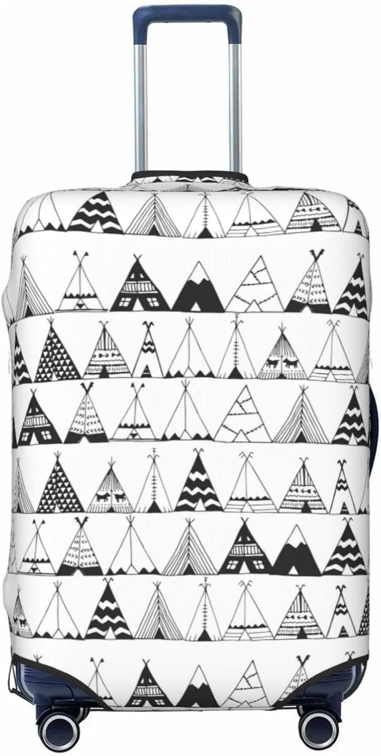Travel Luggage Cover Suitcase Elastic Washable Stretch Teepee Native American Ethnic Tent 3 Suitcase Protector Bag,Anti-Scratch Dust-Proof With Zipper Closure Baggage Covers,Large