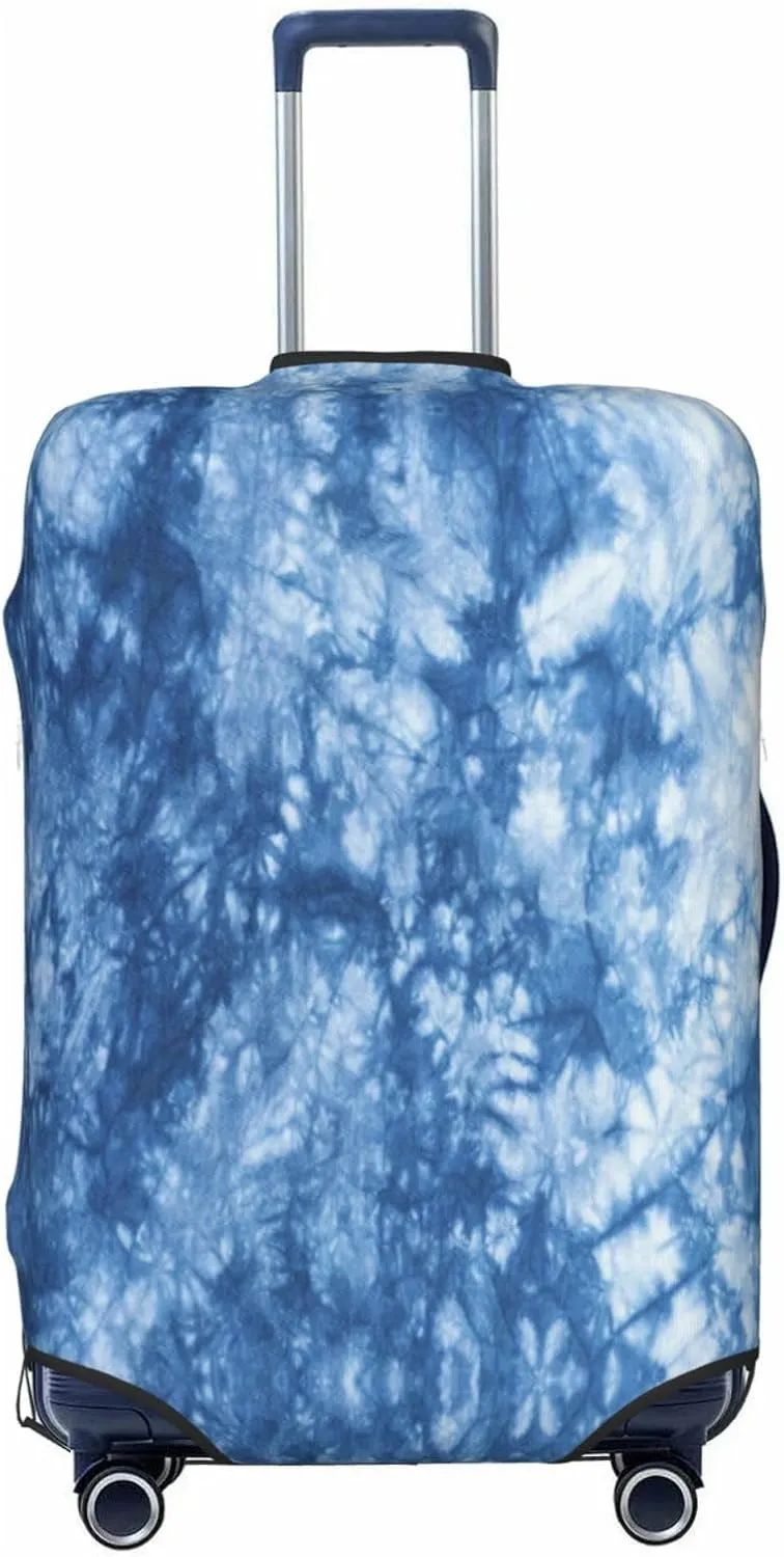 Travel Luggage Cover Suitcase Elastic Washable Stretch Tie Dye Abstract Blue Suitcase Protector Bag,Anti-Scratch Dust-Proof Double-Sided Baggage Covers For Wheeled Suitcase Kid Adult,Large