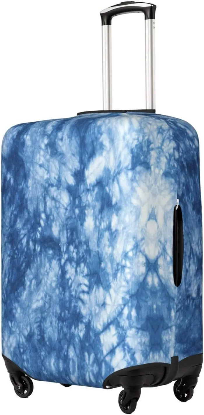 Travel Luggage Cover Suitcase Elastic Washable Stretch Tie Dye Abstract Blue Suitcase Protector Bag,Anti-Scratch Dust-Proof Double-Sided Baggage Covers For Wheeled Suitcase Kid Adult,Large
