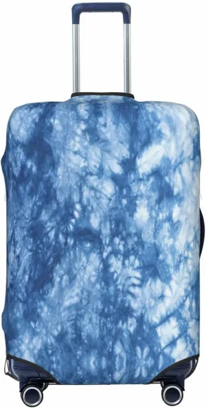 Travel Luggage Cover Suitcase Elastic Washable Stretch Tie Dye Abstract Blue Suitcase Protector Bag,Anti-Scratch Dust-Proof Double-Sided Baggage Covers For Wheeled Suitcase Kid Adult,Large