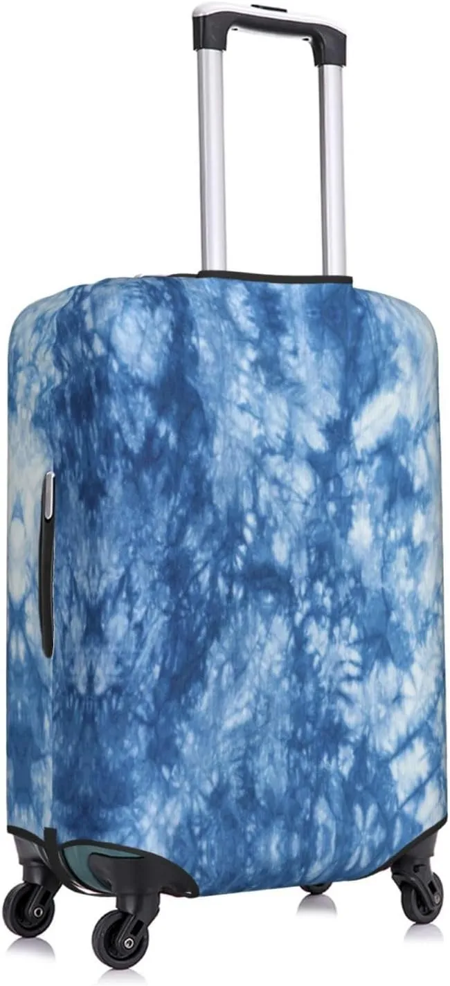 Travel Luggage Cover Suitcase Elastic Washable Stretch Tie Dye Abstract Blue Suitcase Protector Bag,Anti-Scratch Dust-Proof Double-Sided Baggage Covers For Wheeled Suitcase Kid Adult,Large