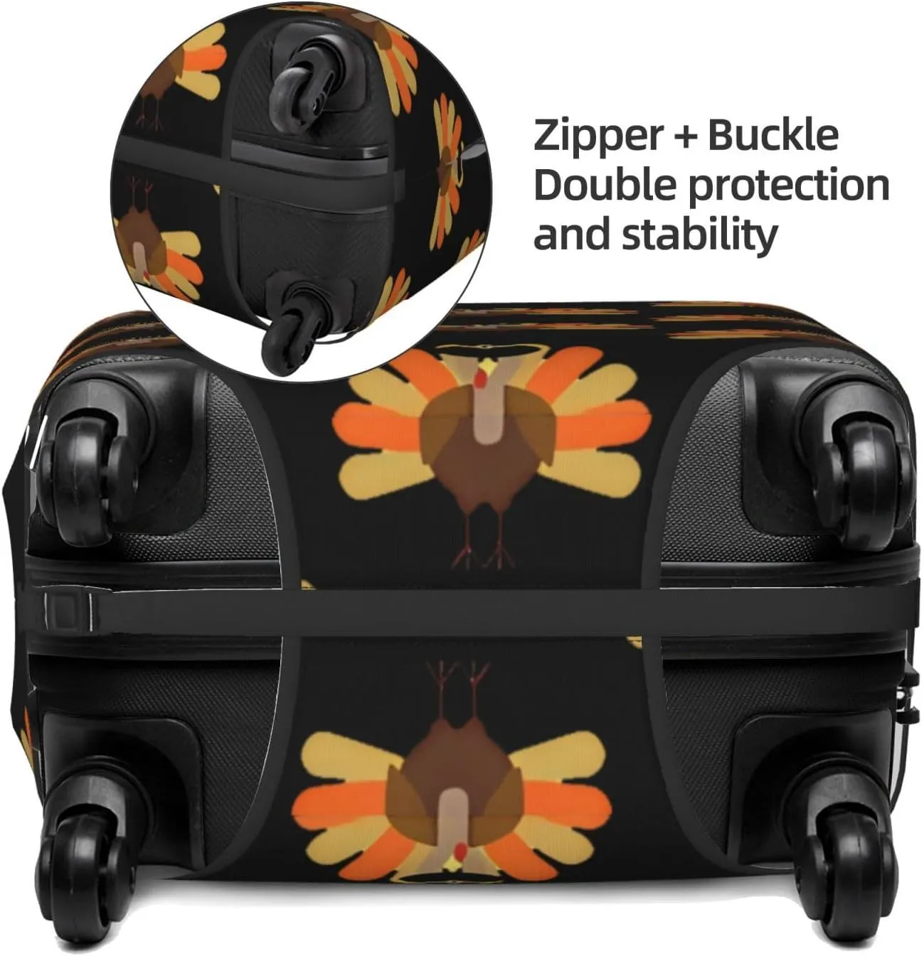 Travel Luggage Cover Suitcase Elastic Washable Stretch Turkey Suitcase Protector Bag,Anti-Scratch Spandex Double-Sided Baggage Covers For Wheeled Suitcase Kid Adult