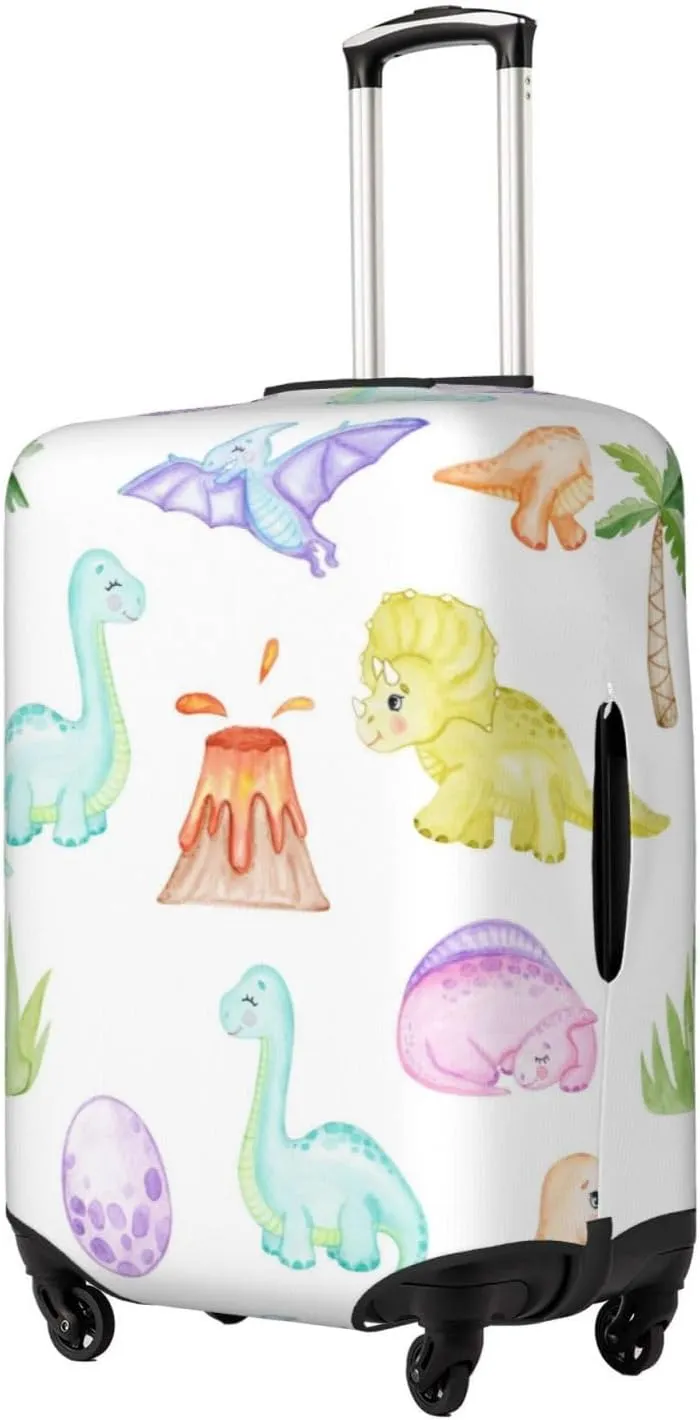 Travel Luggage Cover Suitcase Elastic Washable Stretch Watercolor Dinosaur Cute Suitcase Protector Bag,Anti-Scratch Spandex With Zipper Closure Baggage Covers For Wheeled Suitcase Kid Adult,Medium