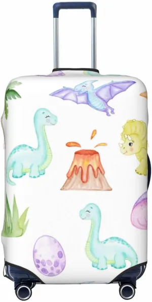 Travel Luggage Cover Suitcase Elastic Washable Stretch Watercolor Dinosaur Cute Suitcase Protector Bag,Anti-Scratch Spandex With Zipper Closure Baggage Covers For Wheeled Suitcase Kid Adult,Medium