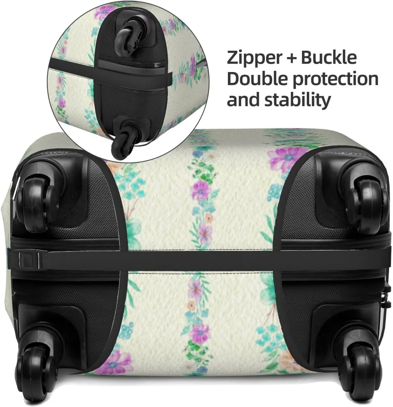 Travel Luggage Cover Suitcase Elastic Washable Stretch Watercolor Flower Stripes Suitcase Protector Bag,Anti-Scratch Dust-Proof Double-Sided Baggage Covers,X-Large