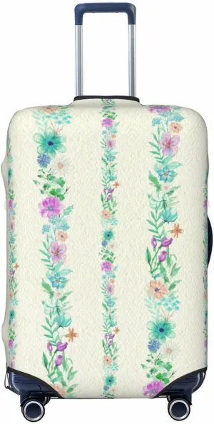Travel Luggage Cover Suitcase Elastic Washable Stretch Watercolor Flower Stripes Suitcase Protector Bag,Anti-Scratch Dust-Proof Double-Sided Baggage Covers,X-Large