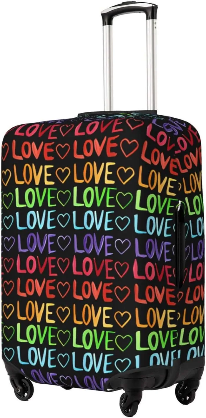 Travel Luggage Cover Suitcase Elastic Washable Stretch Watercolor Hearts Love Lgbt Suitcase Protector Bag,Anti-Scratch Spandex With Zipper Closure Baggage Covers For Wheeled Suitcase Kid Adult