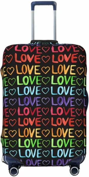 Travel Luggage Cover Suitcase Elastic Washable Stretch Watercolor Hearts Love Lgbt Suitcase Protector Bag,Anti-Scratch Spandex With Zipper Closure Baggage Covers For Wheeled Suitcase Kid Adult
